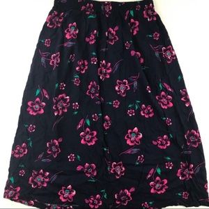Vintage Daisy 90s Floral Midi Skirt Pocket Medium